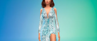 Летнее платье с вырезом на ноге для Симс 4 – фото 1