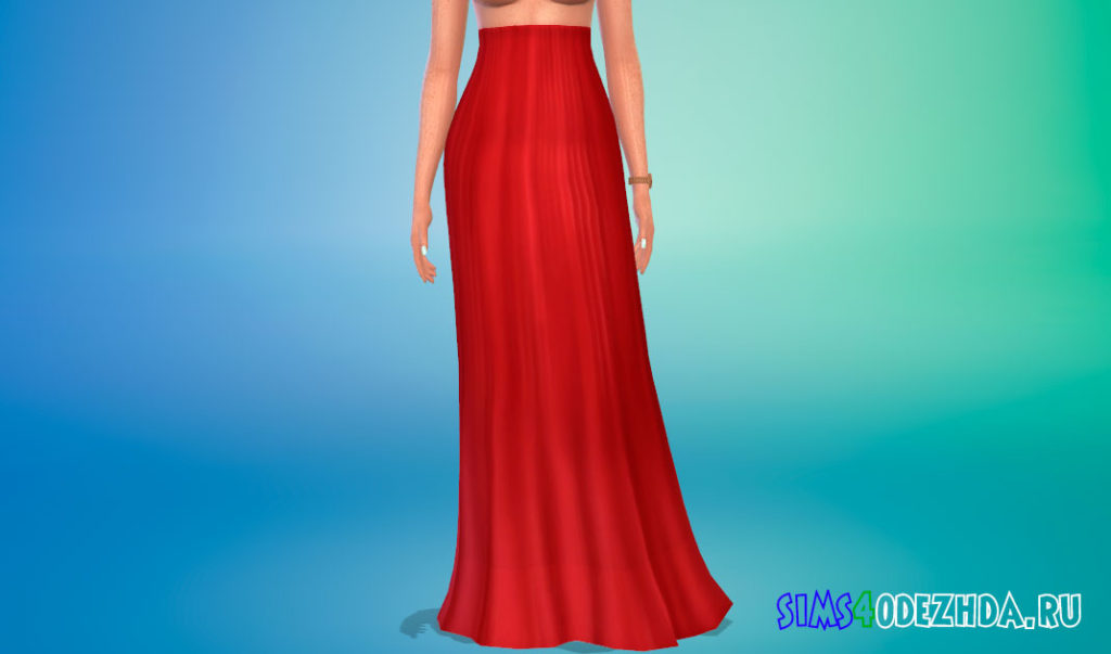 Макси-юбка с завышенной талией для Симс 4 – фото 2