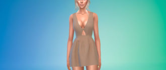 Мини-платье с глубоким v-образным вырезом для Симс 4 – фото 1