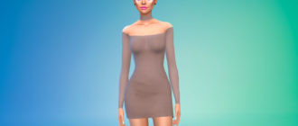 Мини-платье со спущенными плечами для Симс 4 – фото 1