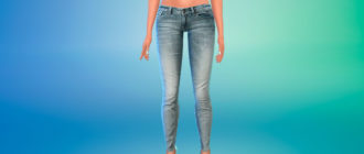 Мятые женские джинсы скинни для Симс 4 – фото 1