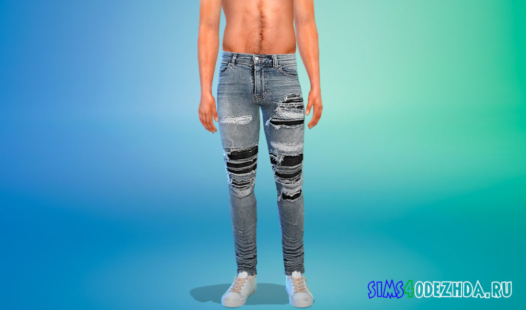 Мужские потертые джинсы для Симс 4 – фото 3
