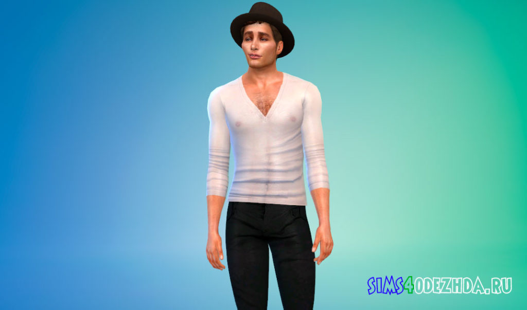 Мужской прозрачный лонгслив для Симс 4 – фото 2