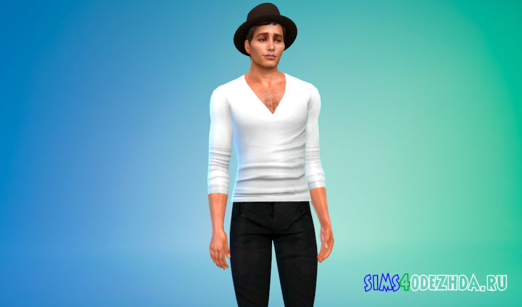Мужской прозрачный лонгслив для Симс 4 – фото 3