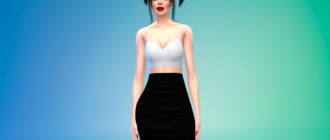 Наряд из стильного топа и длинной юбки для Симс 4 – фото 1