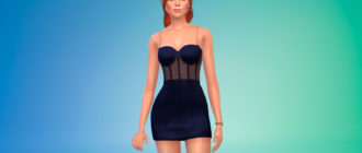 Облегающее платье с бретельками-цепочками для Симс 4 – фото 1