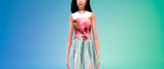 Платье без рукавов с цветочным принтом для Симс 4 – фото 1