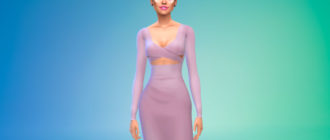 Платье-футляр с глубоким вырезом для Симс 4 – фото 1