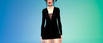 Платье на шнуровке спереди для Симс 4 – фото 1