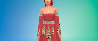 Платье с красивыми узорами для Симс 4 – фото 1