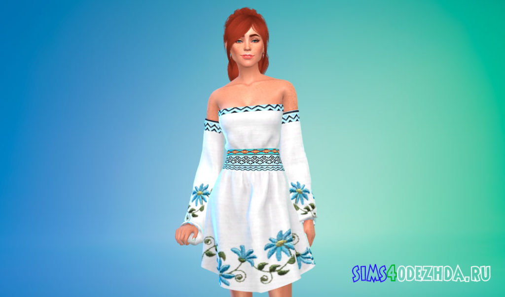 Платье с красивыми узорами для Симс 4 – фото 2