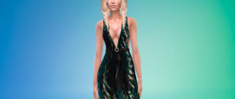 Платье с принтом пальм для Симс 4 – фото 1