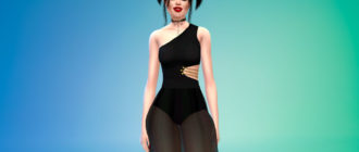 Платье с прозрачной асимметричной юбкой для Симс 4 – фото 1