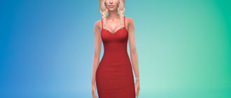 Платье средней длины с V-образным вырезом для Симс 4 – фото 1