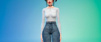 Полосатый топ для Симс 4 – фото 1