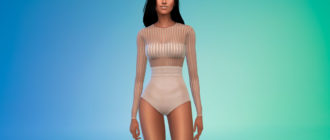 Полупрозрачное боди в полоску для Симс 4 – фото 1