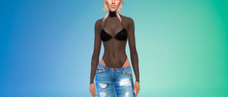 Прозрачное боди с горлом для Симс 4 – фото 1