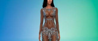 Прозрачное платье с пайетками для Симс 4 – фото 1