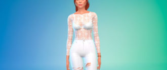 Прозрачный топ с бюстгальтером для Симс 4 – фото 1