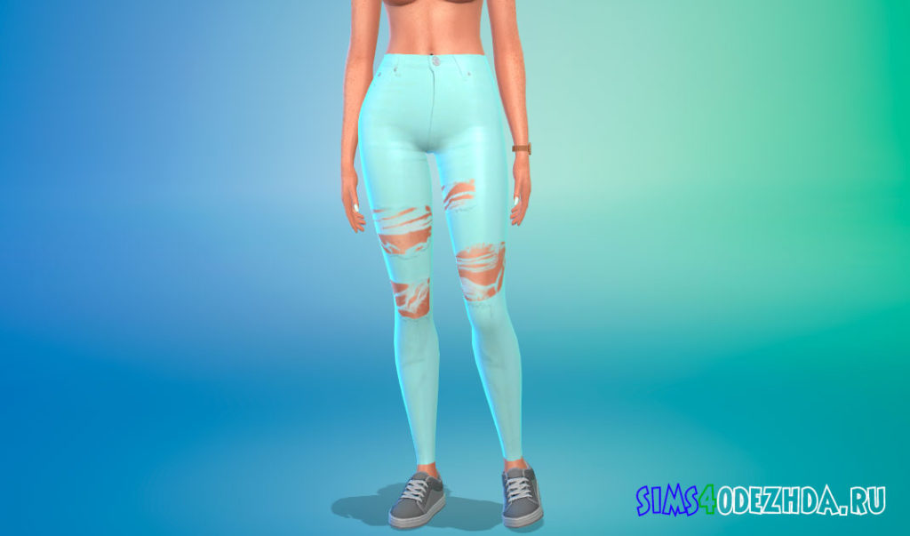 Рваные джинсы в пастельных тонах для Симс 4 – фото 2