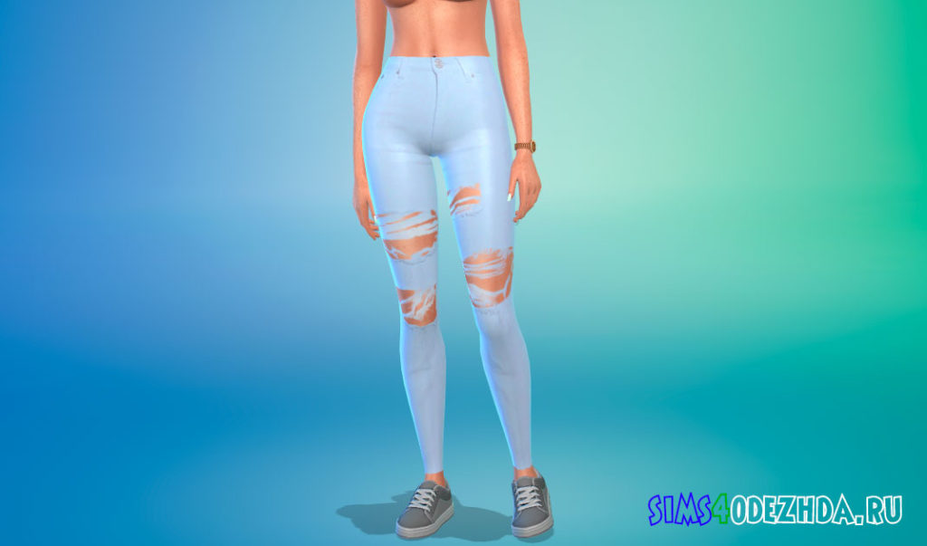 Рваные джинсы в пастельных тонах для Симс 4 – фото 3