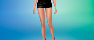 Шорты с завышенной талией из кожи для Симс 4 – фото 1