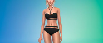 Стильное бикини с повязкой на шее для Симс 4 – фото 1