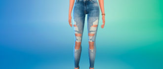 Стильные рваные джинсы с высокой талией для Симс 4 – фото 1