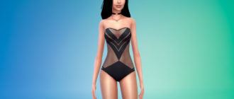 Стильный купальник с прозрачными вставками для Симс 4 – фото 1