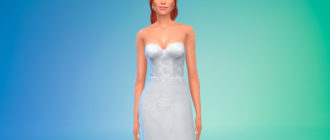 Свадебное платье без бретелек для Симс 4 – фото 1