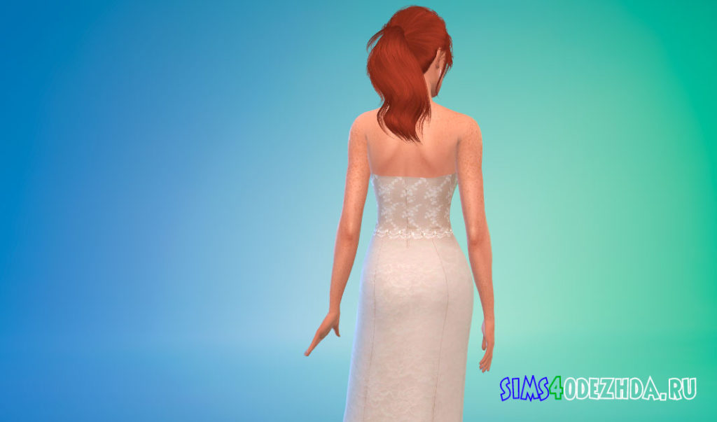 Свадебное платье без бретелек для Симс 4 – фото 3