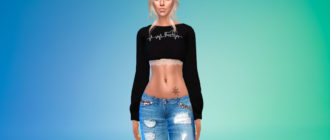 Топ с кружевной отделкой для Симс 4 – фото 1