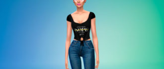 Топ с узлом и принтами для Симс 4 – фото 1