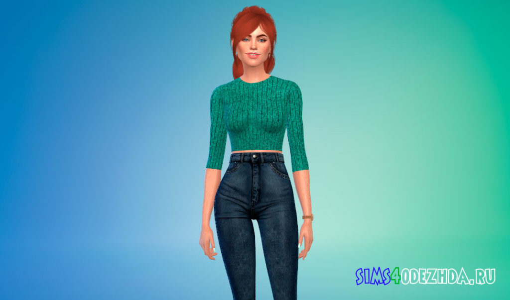 Укороченный свитер для девушек для Симс 4 – фото 2