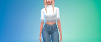 Укороченный вязаный свитер для Симс 4 – фото 1