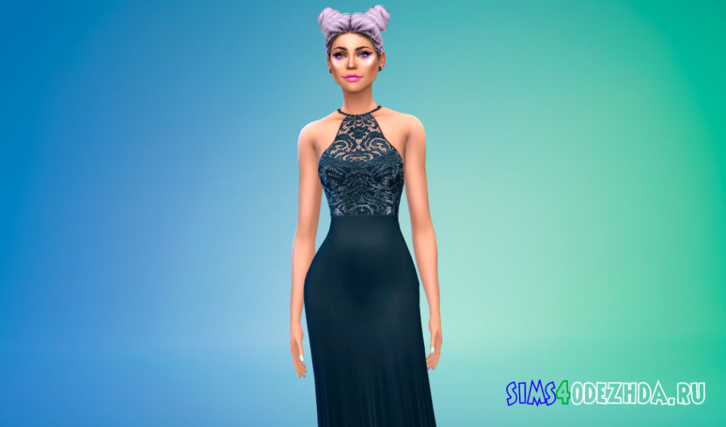 Вечернее платье с бисером для Симс 4 – фото 2