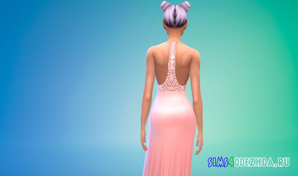 Вечернее платье с бисером для Симс 4 – фото 3