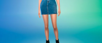 Высокая джинсовая юбка для Симс 4 – фото 1