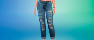 Женские джинсы-бойфренды для Симс 4 – фото 1
