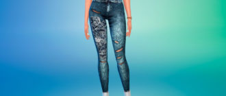 Женские джинсы с принтом для Симс 4 – фото 1