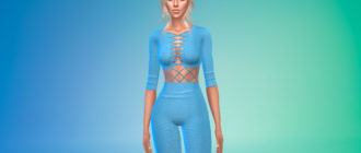 Женский комбинезон с вырезом для Симс 4 – фото 1