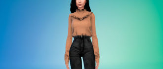 Женский свитер с рюшами для Симс 4 – фото 1