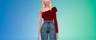 Женский топ с рюшами для Симс 4 – фото 1