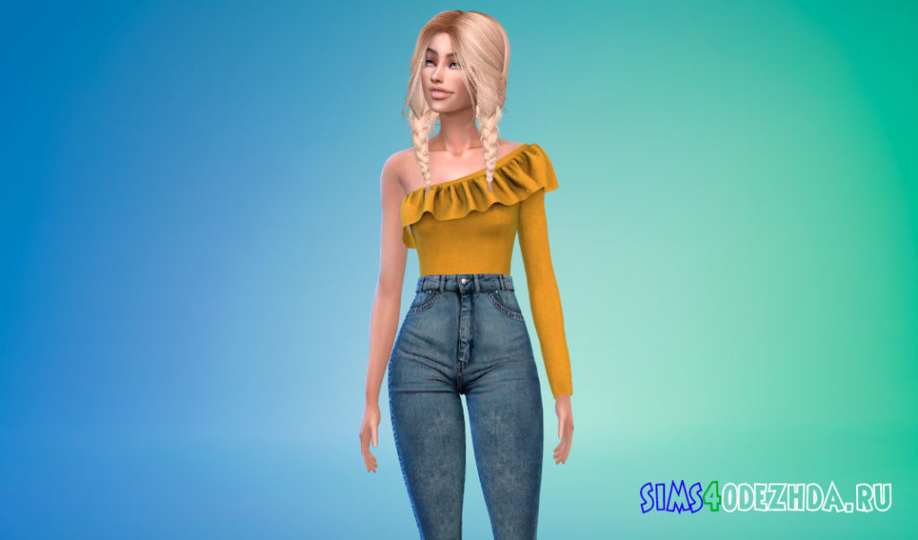 Женский топ с рюшами для Симс 4 – фото 3