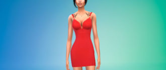 Бандажное платье с кружевной отделкой для Симс 4 – фото 1