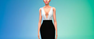 Блузка с V-образным вырезом для Симс 4 – фото 1