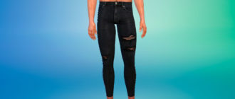 Черные рваные джинсы для мужчин для Симс 4 – фото 1