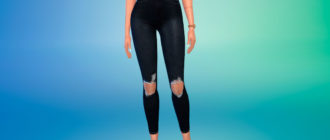 Черные рваные джинсы для Симс 4 – фото 1