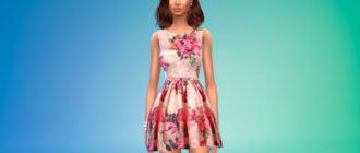 Цветочное платье с открытой спиной для Симс 4 – фото 1