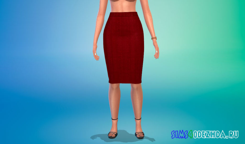 Длинная юбка с высокой талией для Симс 4 – фото 2